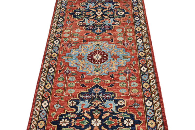3x7 Red and Navy Anatolian Traditional Runner