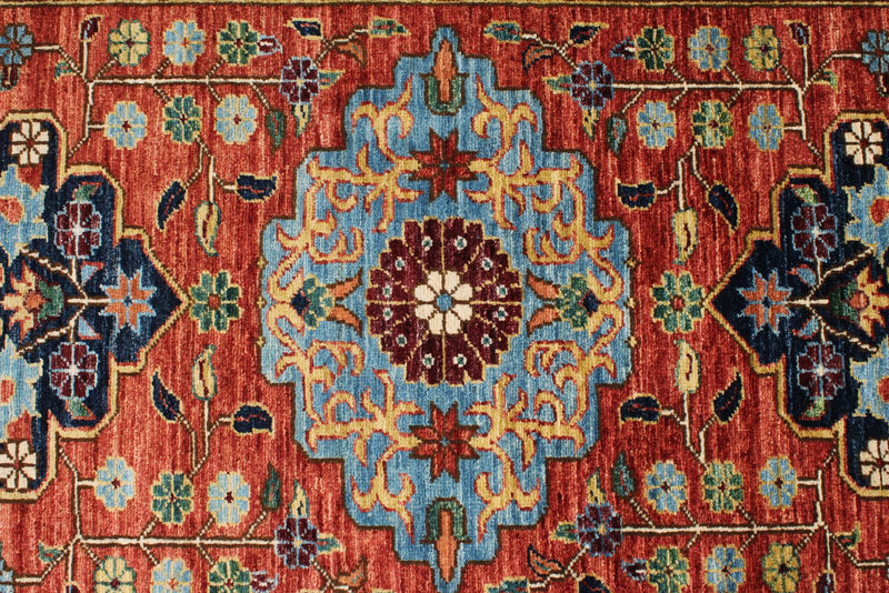 3x7 Red and Navy Anatolian Traditional Runner