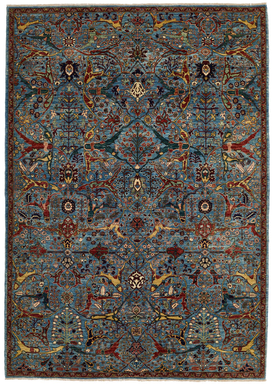 6x9 Blue and Multicolor Anatolian Traditional Rug
