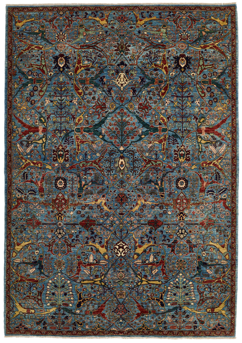 6x9 Blue and Multicolor Anatolian Traditional Rug