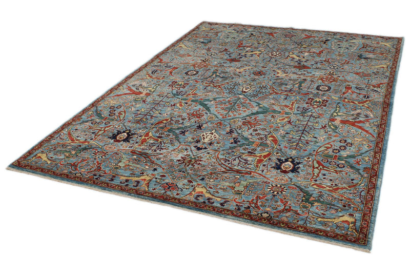 6x9 Blue and Multicolor Anatolian Traditional Rug