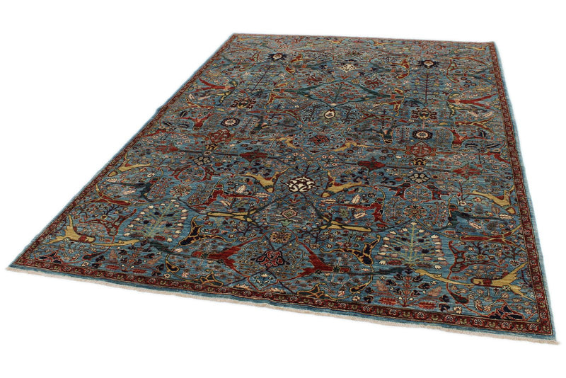 6x9 Blue and Multicolor Anatolian Traditional Rug