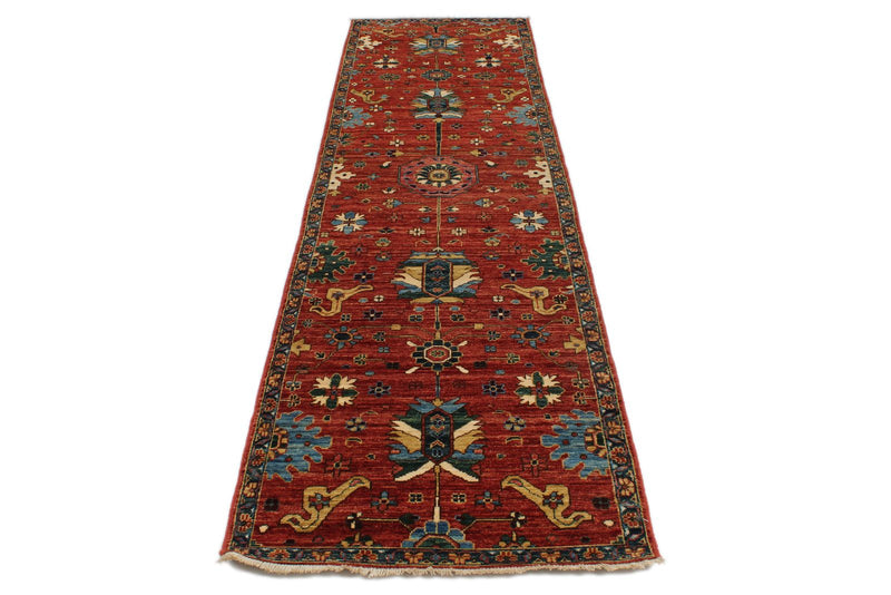 3x10 Red and Multicolor Anatolian Traditional Runner