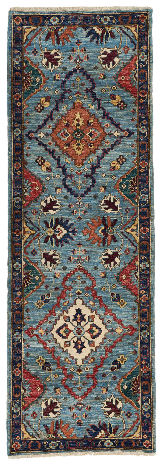 3x8 Blue and Multicolor Anatolian Traditional Runner