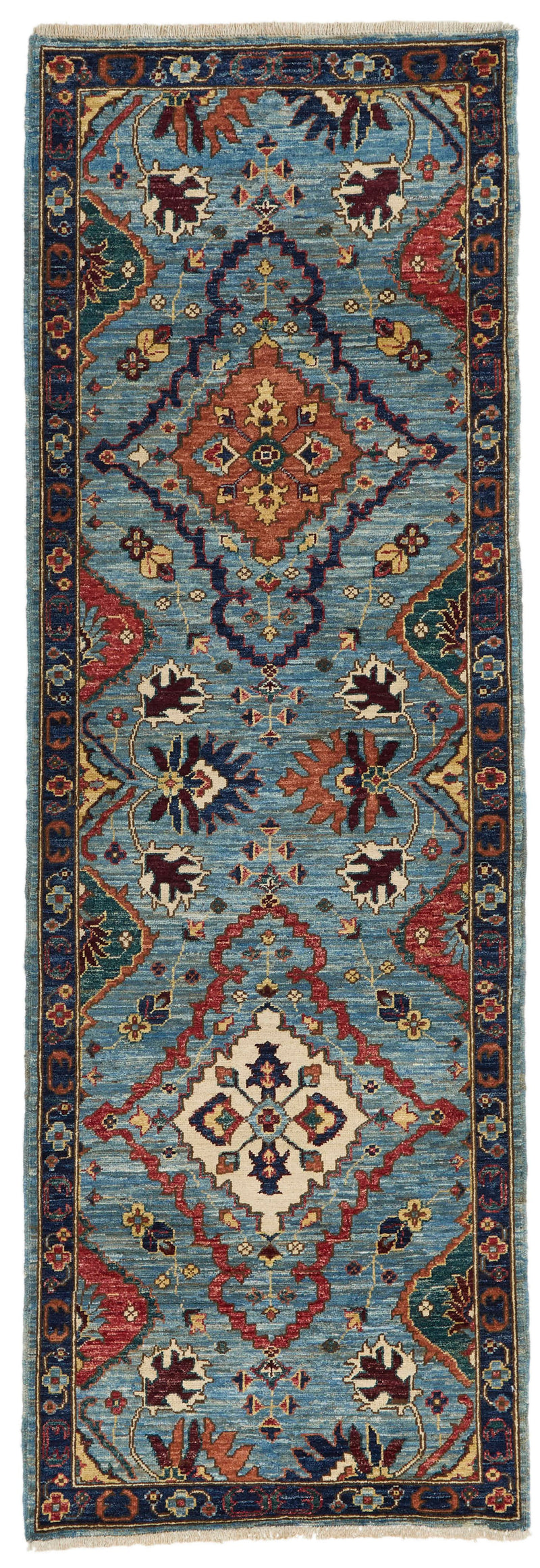 3x8 Blue and Multicolor Anatolian Traditional Runner