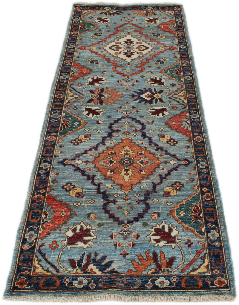 3x8 Blue and Multicolor Anatolian Traditional Runner