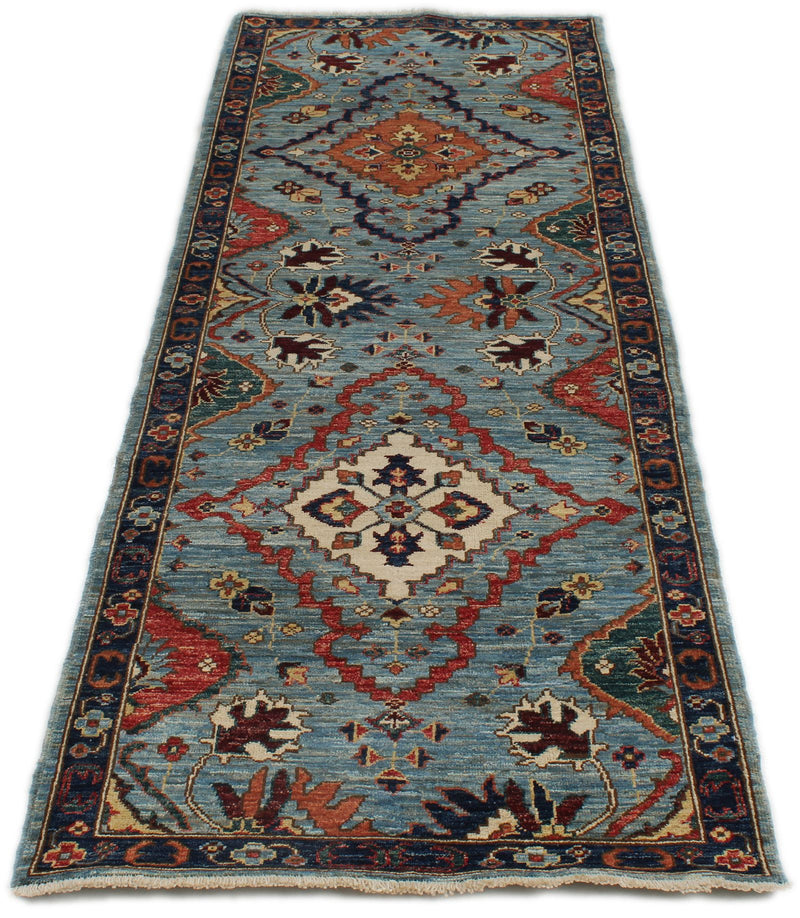 3x8 Blue and Multicolor Anatolian Traditional Runner