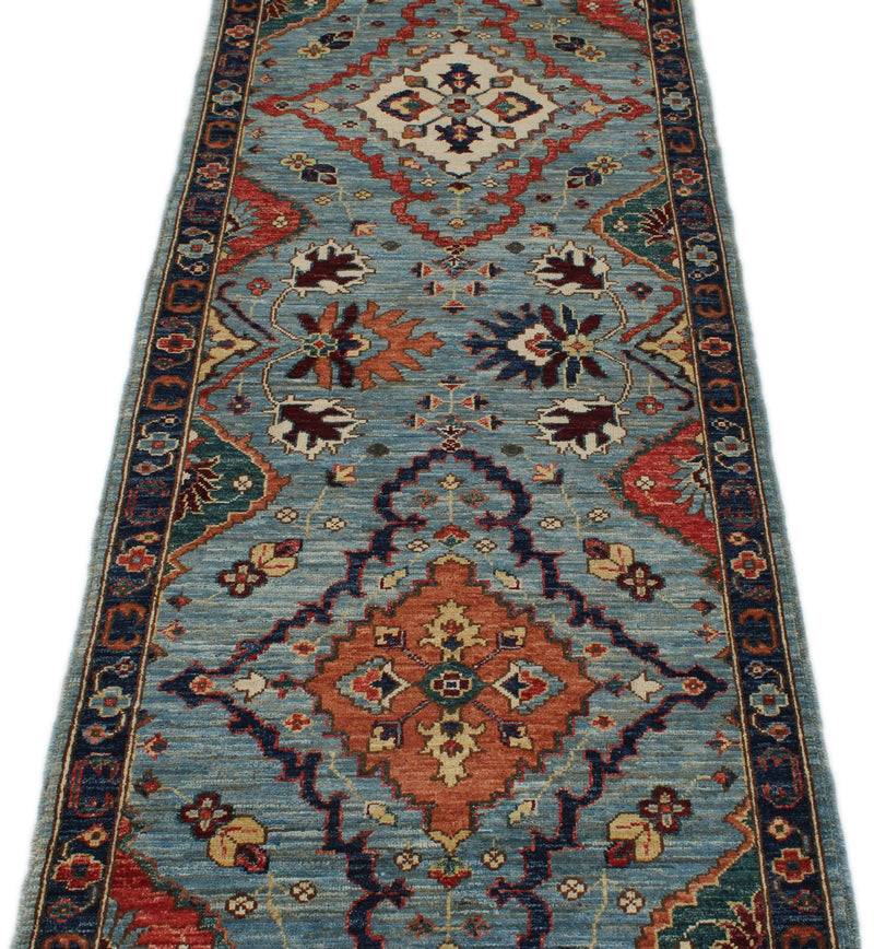 3x8 Blue and Multicolor Anatolian Traditional Runner