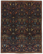 9x11 Navy and Multicolor Traditional Rug