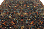 9x11 Navy and Multicolor Traditional Rug