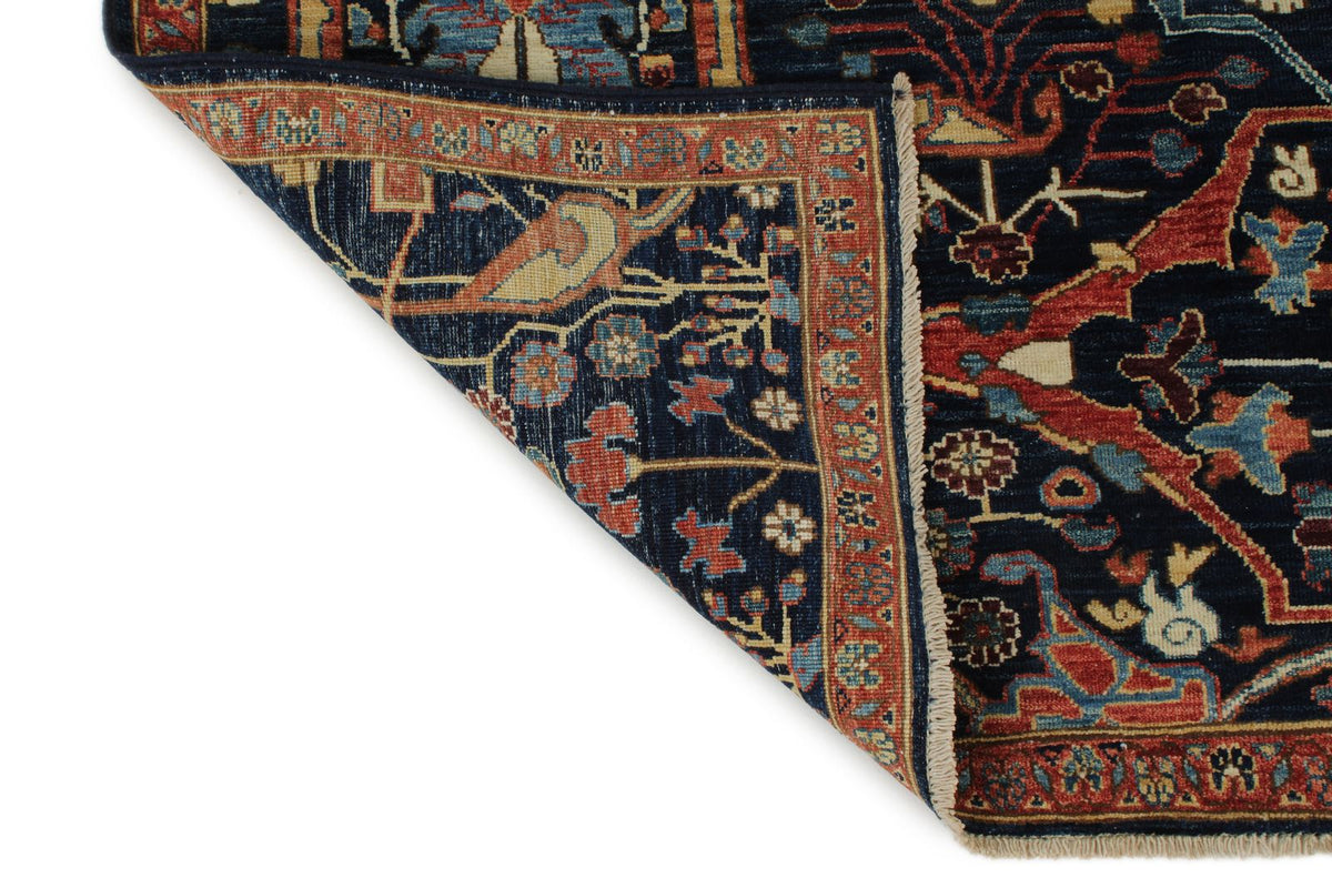 9x11 Navy and Multicolor Traditional Rug