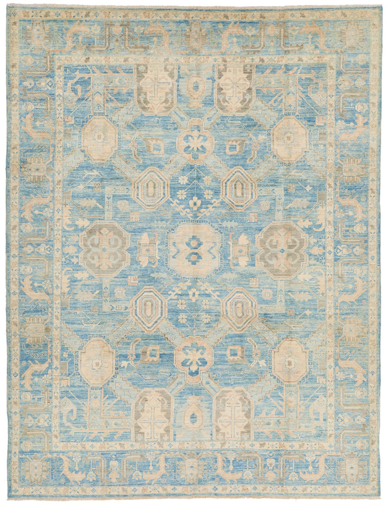 8x10 Light Blue and Ivory Anatolian Traditional Rug