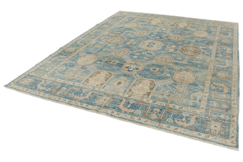 8x10 Light Blue and Ivory Anatolian Traditional Rug