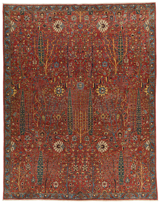 8x10 Red and Multicolor Traditional Rug