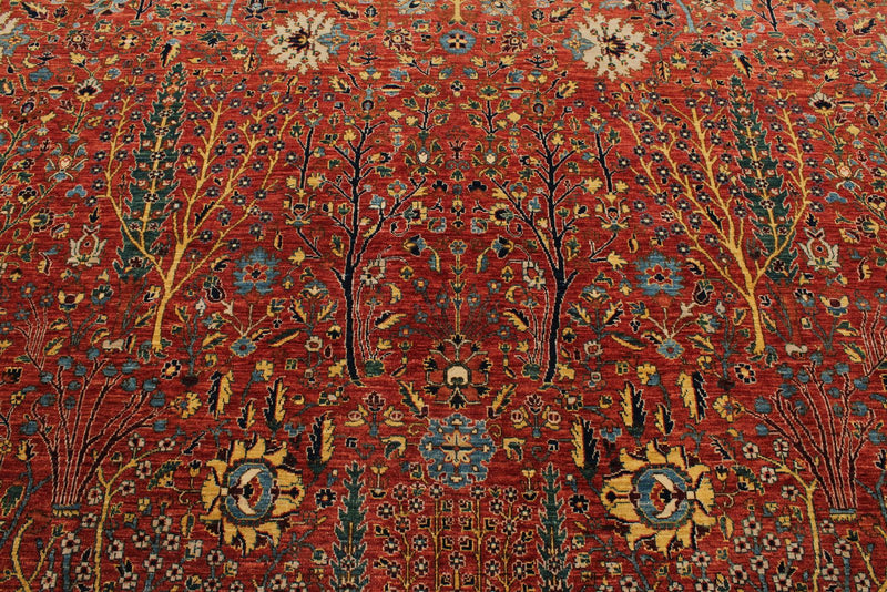 8x10 Red and Multicolor Traditional Rug