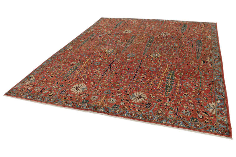 8x10 Red and Multicolor Traditional Rug