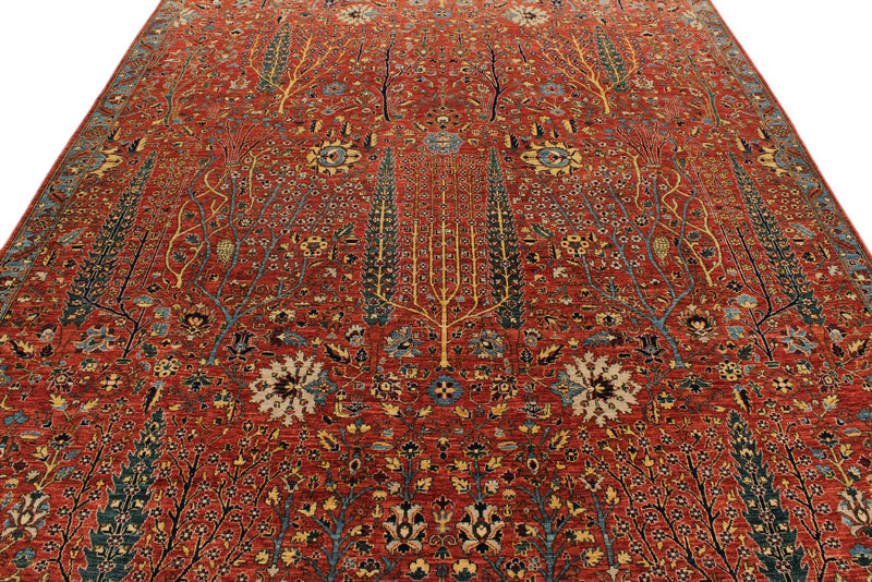8x10 Red and Multicolor Traditional Rug