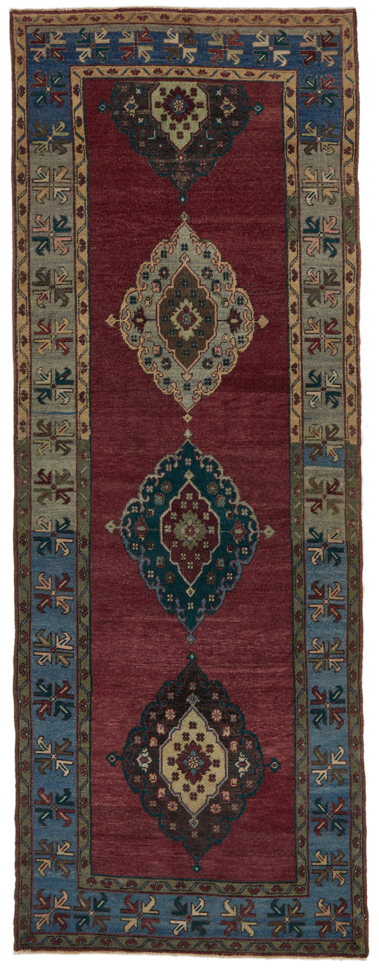 5x13 Red and Blue Turkish Tribal Runner