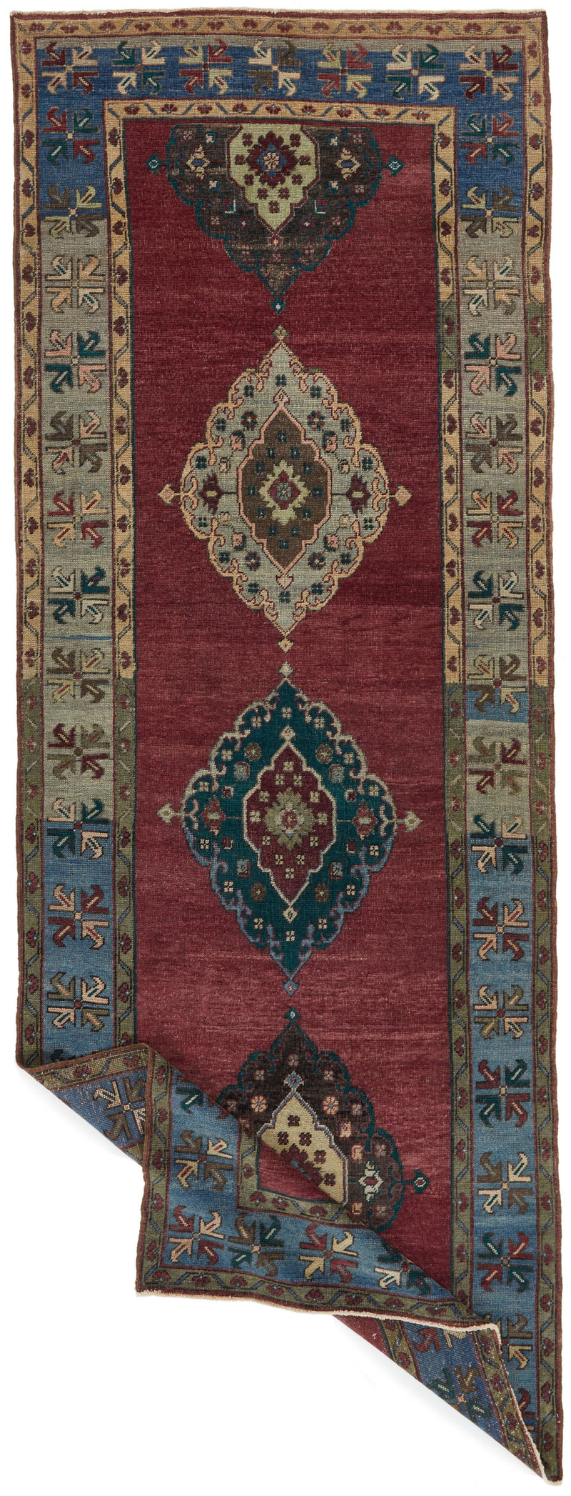 5x13 Red and Blue Turkish Tribal Runner