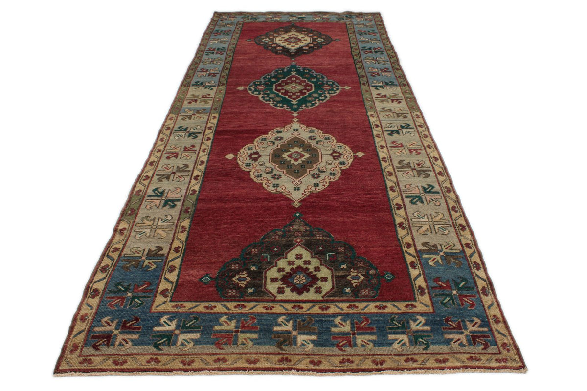 5x13 Red and Blue Turkish Tribal Runner