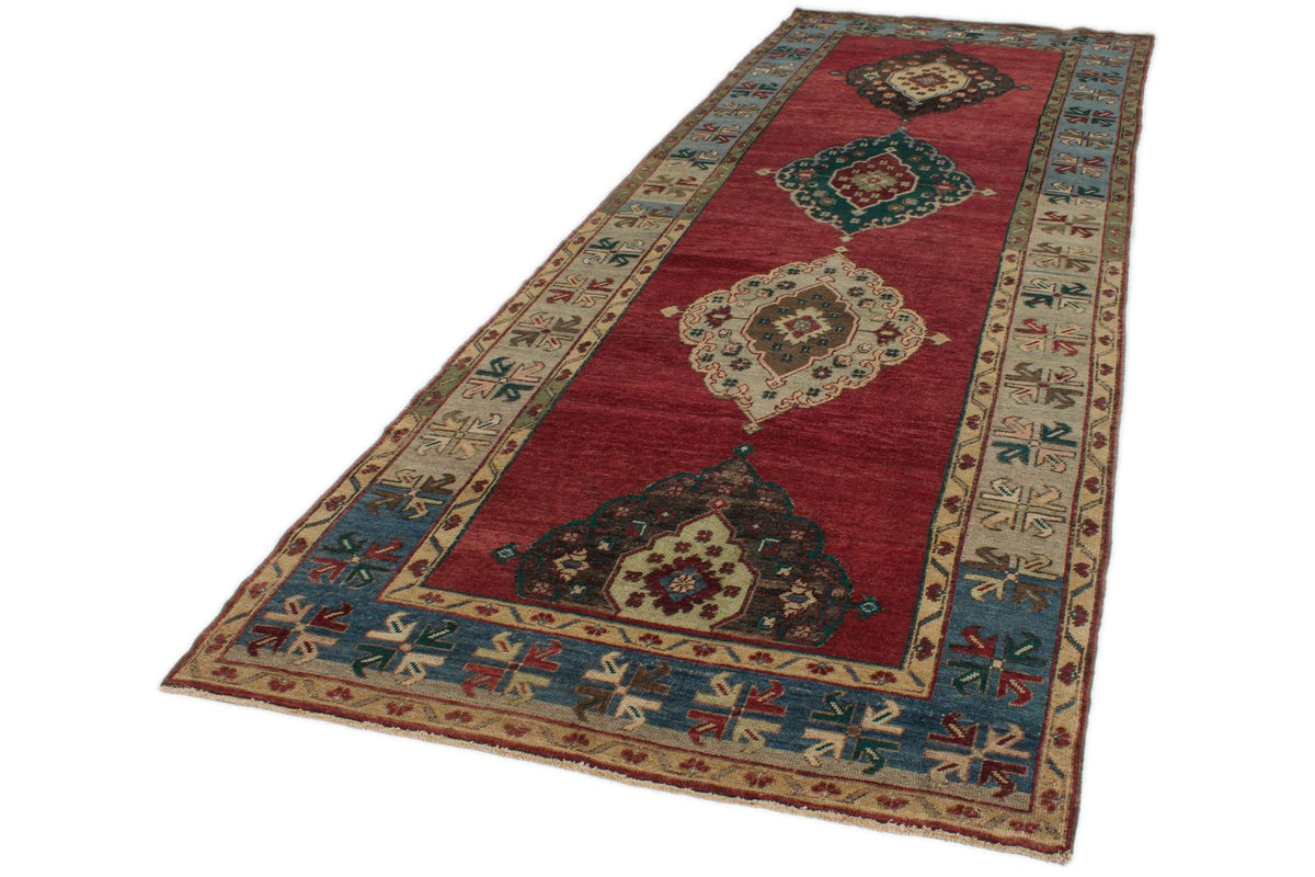 5x13 Red and Blue Turkish Tribal Runner