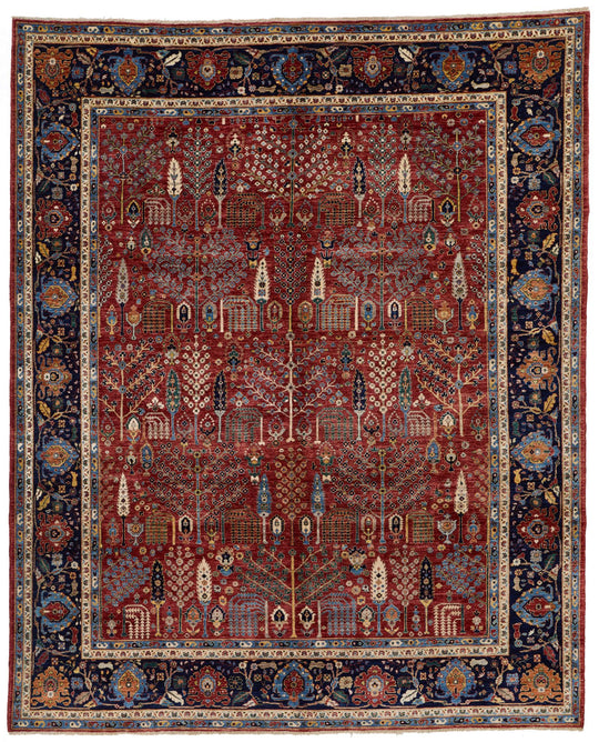 8x10 Red and Navy Traditional Rug