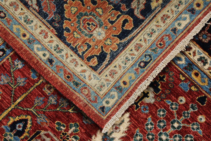 8x10 Red and Navy Traditional Rug