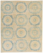 8x10 Light Blue and Beige Turkish Tribal Rug