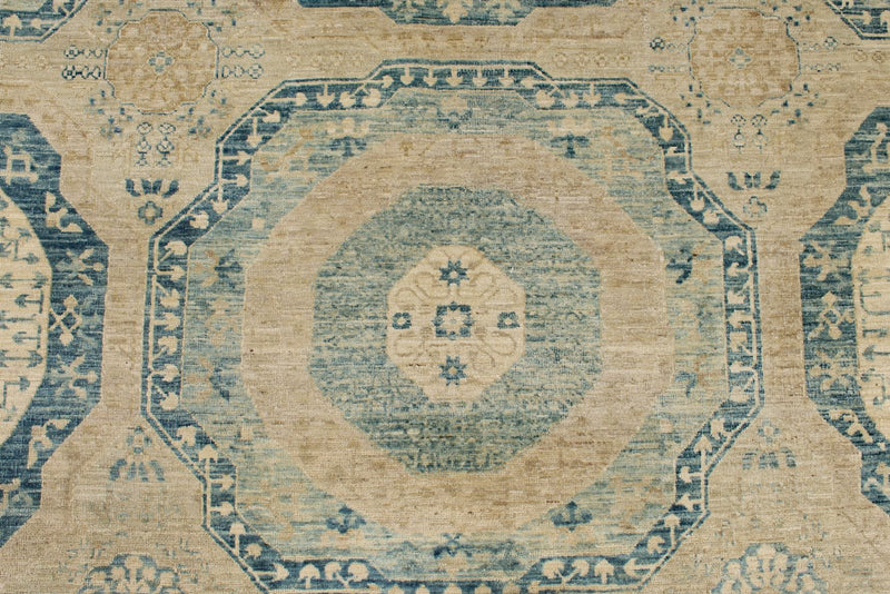 8x10 Light Blue and Beige Turkish Tribal Rug