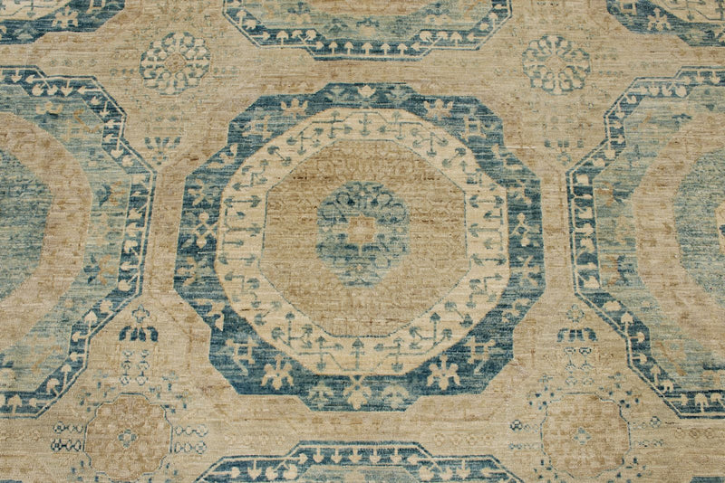 8x10 Light Blue and Beige Turkish Tribal Rug