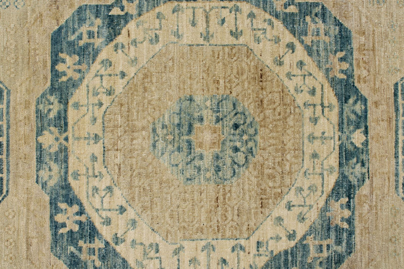 8x10 Light Blue and Beige Turkish Tribal Rug