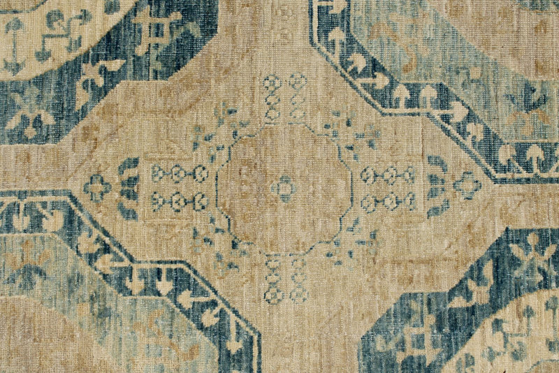 8x10 Light Blue and Beige Turkish Tribal Rug