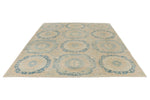 8x10 Light Blue and Beige Turkish Tribal Rug