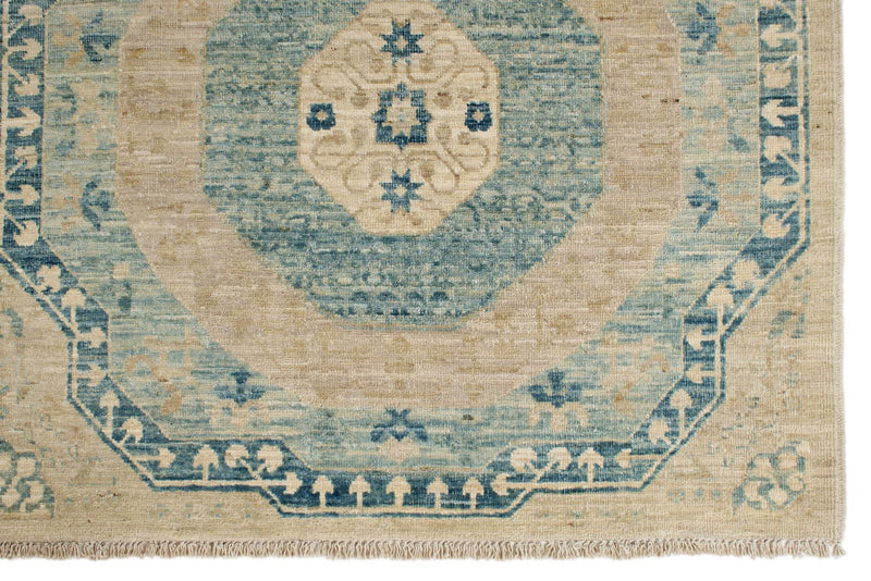 8x10 Light Blue and Beige Turkish Tribal Rug