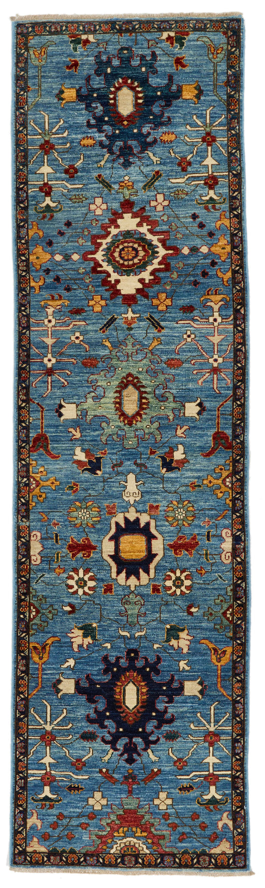 3x10 Light Blue and Navy Anatolian Traditional Runner