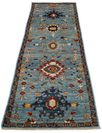 3x10 Light Blue and Navy Anatolian Traditional Runner