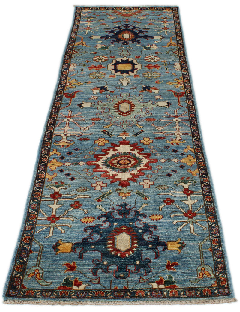 3x10 Light Blue and Navy Anatolian Traditional Runner