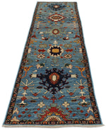3x10 Light Blue and Navy Anatolian Traditional Runner