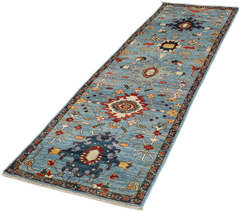 3x10 Light Blue and Navy Anatolian Traditional Runner