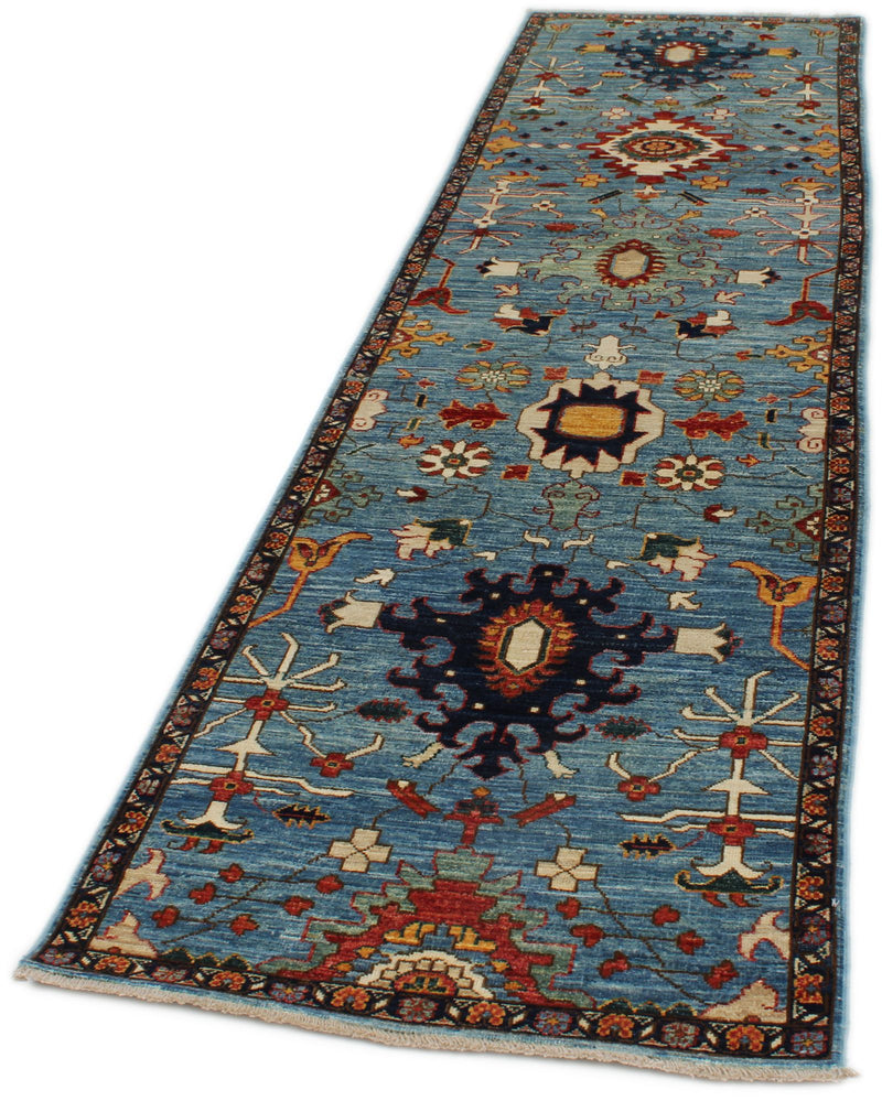 3x10 Light Blue and Navy Anatolian Traditional Runner