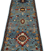 3x10 Light Blue and Navy Anatolian Traditional Runner