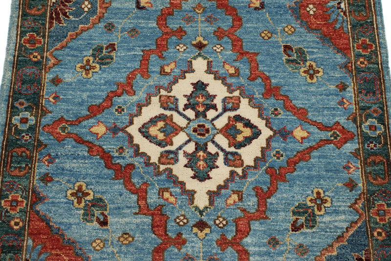 3x8 Light Blue and Green Anatolian Traditional Runner