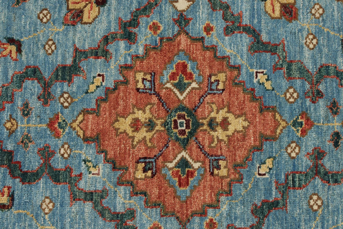 3x8 Light Blue and Green Anatolian Traditional Runner