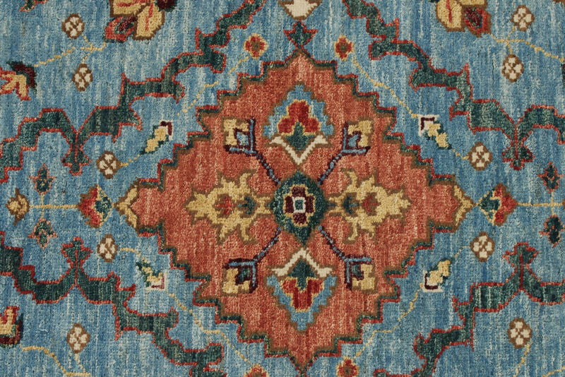 3x8 Light Blue and Green Anatolian Traditional Runner