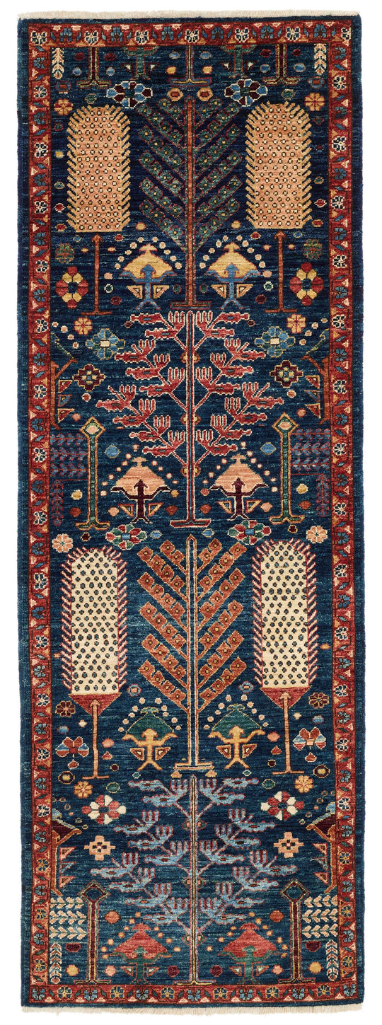 3x8 Navy and Rust Anatolian Traditional Runner