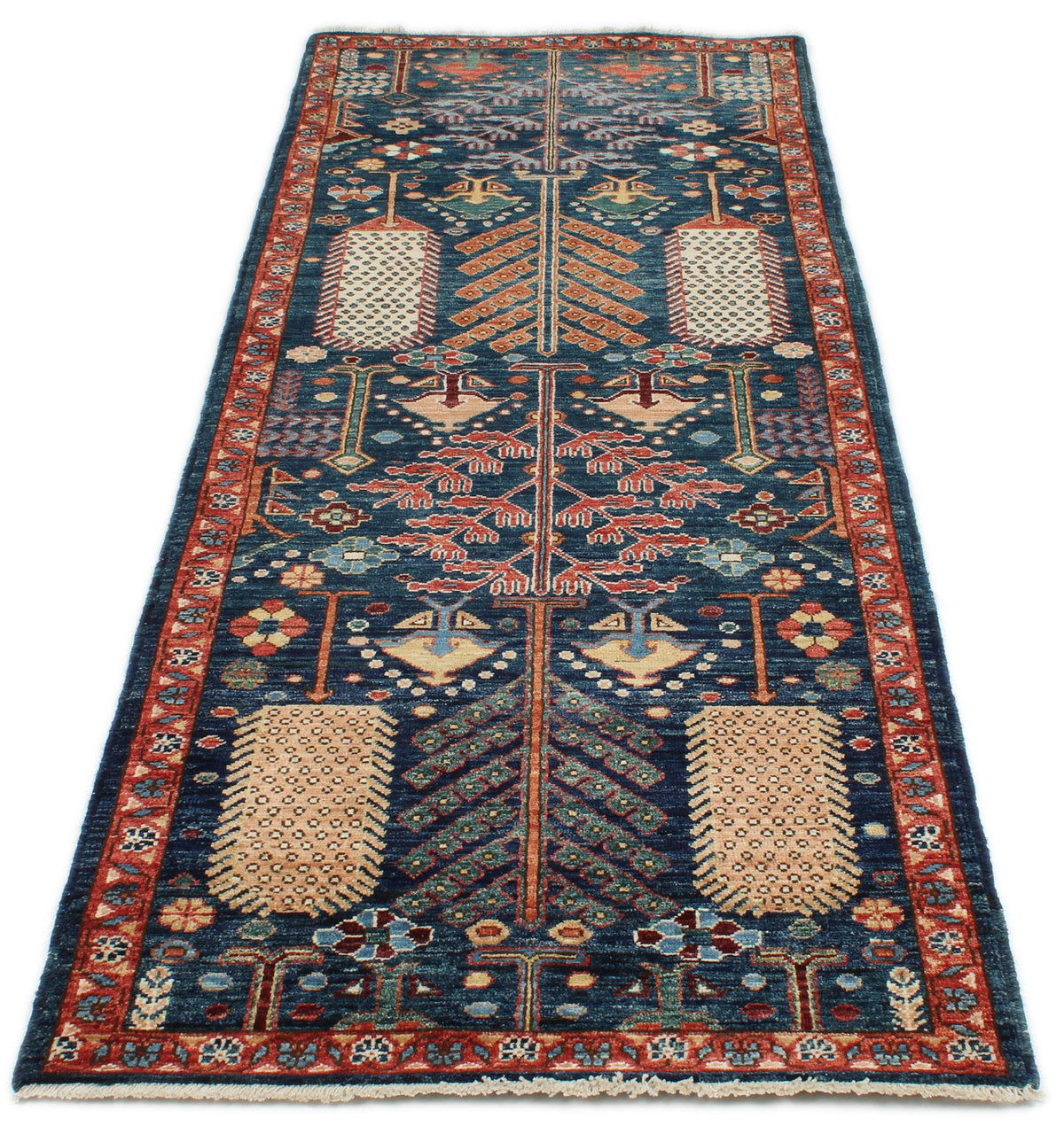 3x8 Navy and Rust Anatolian Traditional Runner