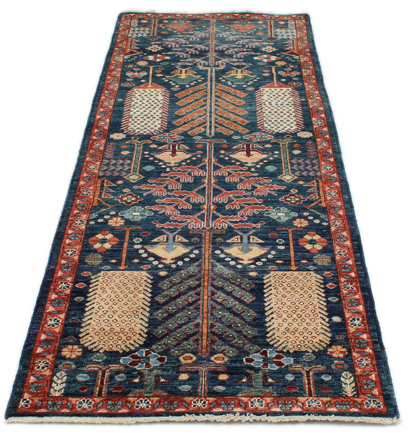 3x8 Navy and Rust Anatolian Traditional Runner