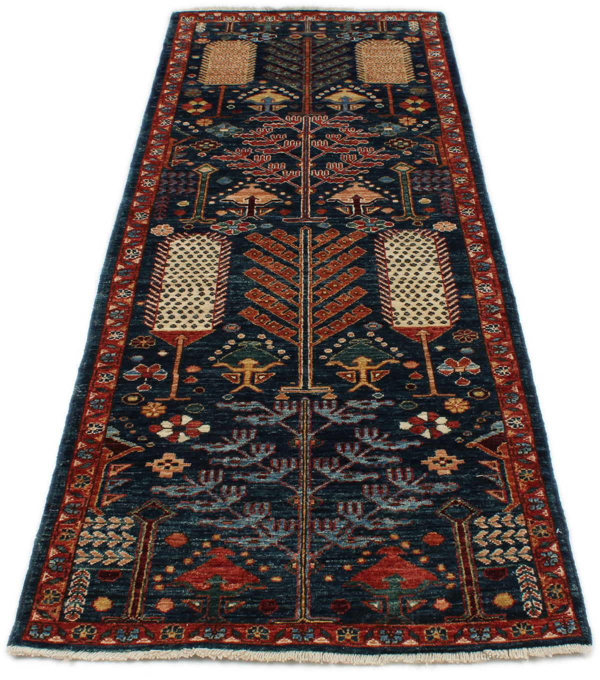 3x8 Navy and Rust Anatolian Traditional Runner