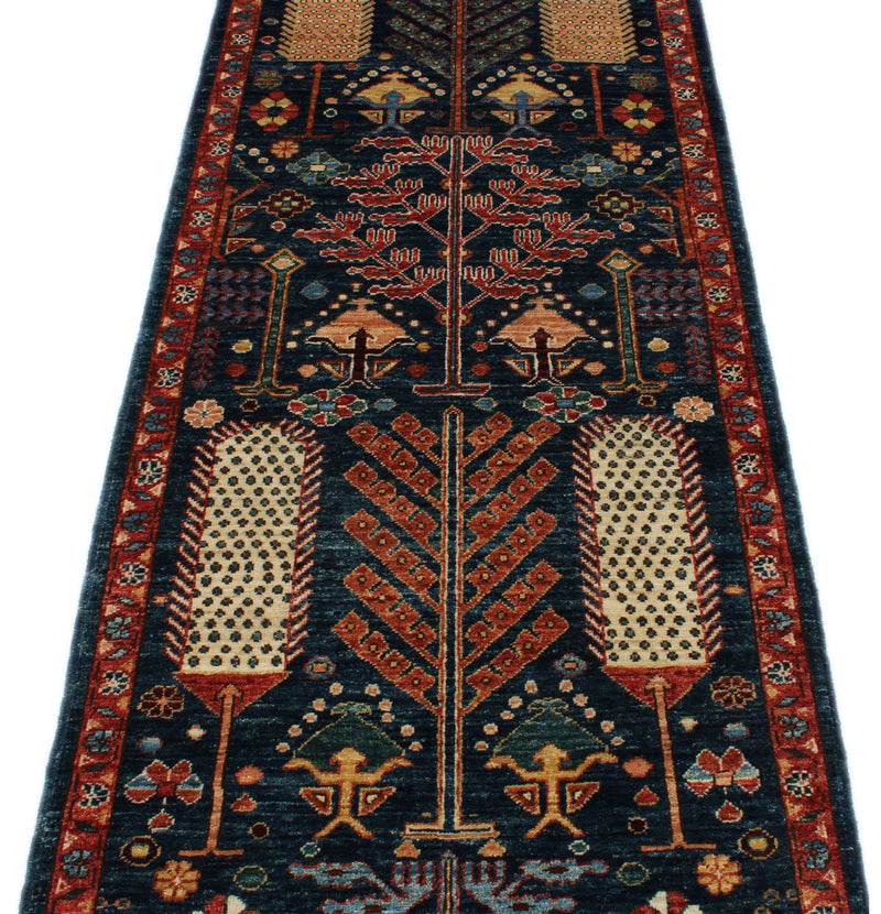 3x8 Navy and Rust Anatolian Traditional Runner
