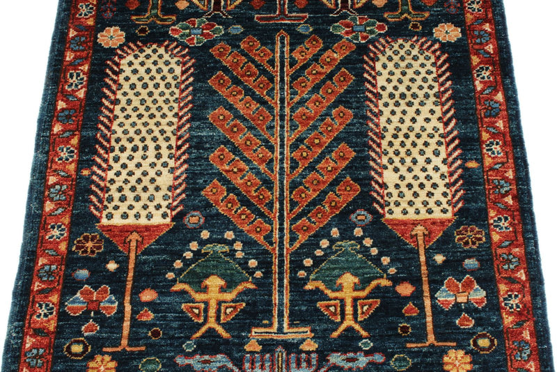 3x8 Navy and Rust Anatolian Traditional Runner